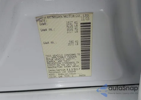 2016 Nissan Altima 2.5 S from USA, damaged, VIN 1N4AL3AP1GN311917